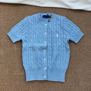POLO SPORT保羅RL拉夫針織短袖開衫純色小馬刺繡圓領(lǐng)上衣11色可選 淺藍(lán)色 S