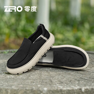 零度尚品男鞋休閑鞋男夏季新款透氣輕便厚底帆布鞋戶外潮流一腳蹬防滑板鞋 黑色 【套腳款】標(biāo)準(zhǔn)皮鞋碼 38