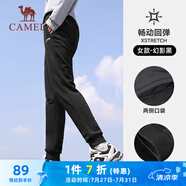 駱駝（CAMEL）束腳運動褲女子休閑針織衛(wèi)褲長褲 J9W12L2161A 黑色 XL