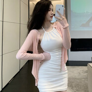 新款小個(gè)子性感辣妹掛脖露背褶皺吊帶連衣裙夏季緊身包臀裙后媽裙 黑色【褶皺遮肉顯瘦掛脖一步裙】 S