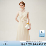 范思藍恩無袖亞麻收腰設計感背心裙女2024夏季新款自然棉麻18016 米色 L