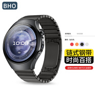 BHO【鈦合金】適用華為watch5表帶GT5鈦金屬華為5pro/4pro/3pro/GT4/3/2手表表帶運(yùn)動(dòng)夏天夏季男生款 【一珠鋼帶·側(cè)拆款】鈦灰色 華為手表-46/48表盤（22MM接口通用）
