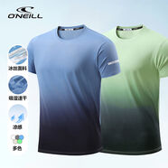 O'Neill奧尼爾短袖t恤男夏季新款潮牌漸變冰絲五分袖寬松速干運動服百搭 霧蘭+豆綠// M 建議80-105斤