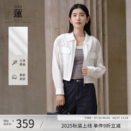 阿依蓮外套女2025秋季新款時尚休閑薄款襯衫外套洋氣顯瘦女裝通勤上衣 苧白 L