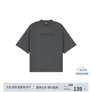 BODYDREAM索羅娜涼感短袖男夏季重磅破洞情侶裝t恤五分袖休閑上衣 炭灰色（涼感） L