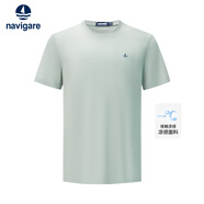 Navigare意大利小帆船男休閑簡約涼感純色短袖T恤1125505307 薄霧綠 2XL