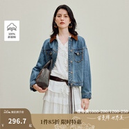 茵曼（INMAN）章若楠同款復(fù)古休閑女裝短款牛仔外套2025年秋季新款長(zhǎng)袖上衣 牛仔藍(lán)-18538234 M