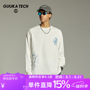 GUUKA TECH古由卡純棉白色寬松圓領(lǐng)休閑打底衫2024新款秋季男士內(nèi)搭長袖T恤 白色 L