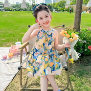 A 21 FUNB女童連衣裙夏季2025新款夏裝兒童裙子女孩吊帶裙女寶寶洋氣公主裙 吊帶連衣裙 綠 140 cm
