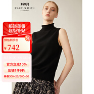 珍貝2022秋冬新款女裝半高領(lǐng)無袖純羊絨背心保暖針織衫內(nèi)搭049 黑色 M （100碼）