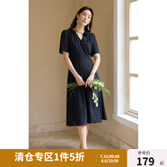 獨束大碼女裝法式V領復古波點連衣裙夏季新款微胖mm靈動百搭女裙 優(yōu)雅黑 L (尺碼：2)