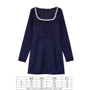 HUALIN FASHION2025歐美風(fēng)釘珠絲絨連衣裙秋冬長袖法式收腰顯氣質(zhì) A款-藏青色 S