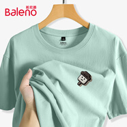 班尼路男士純棉短袖t恤男夏季重磅趣味美式復古休閑寬松oversize半袖男 【重磅純棉】-水綠#PB冰激凌A M 【適合90-110斤】