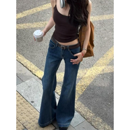 美式覆古低腰微喇牛仔褲女2025夏季新款闊腿喇叭不貼腿拖地小個(gè)子 覆古九分褲 XS