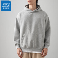 真維斯衛衣男460G重磅連帽秋冬款加絨純色寬松運動(dòng)套頭帽衫長(cháng)袖外套男款 花灰色 【460G重磅雙面布面料】 XL (適合140-155斤穿)偏寬松版型