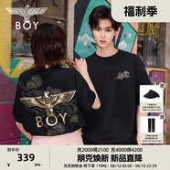BOY LONDON【祥云報(bào)喜】25新款春夏情侶黑金老鷹針織短袖T恤N01826 黑色 M