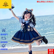G.DUCKKIDS品牌童裝兔子警官洛麗塔女童公主裙兒童朱迪衣服cos衣服連衣裙女 旗艦品質(zhì)藍色裙子+兔子+領(lǐng)帶+腰帶包包 150碼 均碼