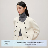 迪賽尼斯（DESIGNICE）羊駝毛短款雙面呢大衣冬季新款羊毛小香風(fēng)深灰毛呢外套女 米白 M
