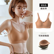 艾莉琦無(wú)痕運(yùn)動(dòng)內(nèi)衣女小胸聚攏帶胸墊美背背心式文胸一體吊帶2025新款薄 [細(xì)肩帶]琥珀色 M 70ABC75A