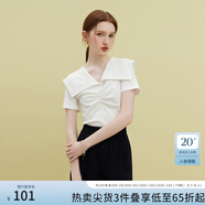 范思藍(lán)恩23FS12684優(yōu)可絲設(shè)計感娃娃領(lǐng)針織短袖女夏季新款 白色 L