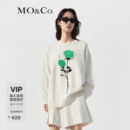 MO&Co.【美麗諾綿羊毛】玫瑰花絨毛刺繡毛衣慵懶風(fēng)設(shè)計(jì)上衣女 米白色 M 165