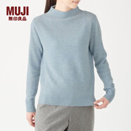 無印良品（MUJI）女式 牦牛絨混羊毛高圓領(lǐng)毛衣 女款冬季 W9AA002 淺藍(lán)色 S 155/80A