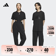 adidas情侶款加厚毛圈直筒束腳運動褲男女秋冬阿迪達斯官方輕運動 黑色   4XL