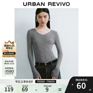 UR秋季新款女裝簡約基礎百搭休閑修身V領針織衫UWB940008 冷灰 M