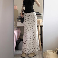 沂懿半身裙女白色裙子夏季2025新款長裙小個子包臀裙薄款波點魚尾裙 蝴蝶結(jié)波點蕾絲半身裙【白色】 M