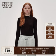 Teenie Weenie小熊女裝簡(jiǎn)約簡(jiǎn)約冬裝吸濕發(fā)熱抓絨半高領(lǐng)打底衫T恤 黑色 S (160)