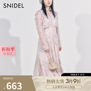 SNIDEL秋冬甜美淑女荷葉邊收腰百褶印花連衣裙SWFO244316 混合色 M （1）