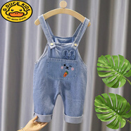 G.duck男童背帶褲寶寶春秋薄款純棉男寶褲子嬰幼童兒童女夏嬰兒可開(kāi)襠褲 牛仔小兔子 170 10碼建議身高83-88cmn