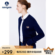 Navigare意大利小帆船女針織衫春秋圓領(lǐng)小開衫毛衣外套2334092061 藏青 S