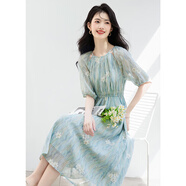 欣妃羽時(shí)尚連衣裙夏2新款高級感小個(gè)子氣質(zhì)減齡寬松顯瘦短袖碎花裙子 XL