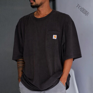 Carhartt卡哈特Carhartt短袖卡哈特簡(jiǎn)約風(fēng)t恤 經(jīng)典口袋男女 黑色 Black XS (＜130斤)