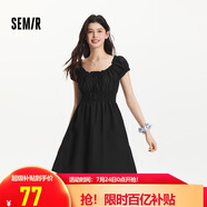 森馬（Semir）連衣裙女收腰蝴蝶結(jié)少女感2025夏俏皮木耳邊方領(lǐng)短裙109325114007