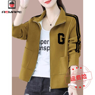 AEMAPE立領(lǐng)棒球服外套女開衫2025春秋季新款寬松短款休閑運動 咖色 XL 建議115斤-130斤