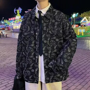 愛(ài)洛斯汀堡牛仔外套男春秋上衣服男裝休閑夾克衫ins潮牌夾克男工裝棒球服男 Y8036黑色 均碼 【下單發(fā)XL碼】