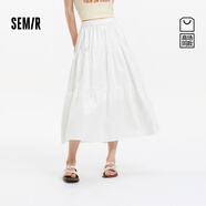 森馬（Semir）[商場(chǎng)同款]半身裙女A字優(yōu)雅百搭2025夏季白色蛋糕裙101325120010