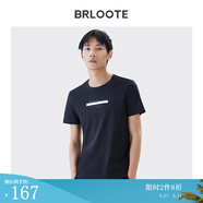 Brloote/巴魯特短袖T恤男棉時(shí)尚休閑上衣夏季圓領(lǐng)印花體恤衫 黑色 165/88A