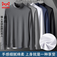 貓人半高領(lǐng)打底衫男秋冬內(nèi)搭長(zhǎng)袖T恤加絨保暖莫代爾白色秋衣2025新款 白色 XL  (適合130-145斤)