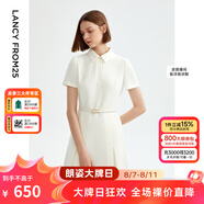朗姿【尖貨補(bǔ)單】黑白色顯瘦輕禮服襯衫連衣裙女夏新款復(fù)古小黑裙裙子 白色2 L 165/84A