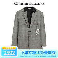 Charlie Luciano綁帶西裝春季新款灰色氣質(zhì)條紋設(shè)計(jì)感小眾原創(chuàng)裝飾潮流CL外套女潮 西裝 XS