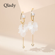 Qlady925銀針流蘇耳飾女花瓣耳環(huán)2025新款爆款高級感耳墜輕奢耳扣禮物 白色仙女風(fēng)