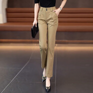 皮爾卡丹（Pierre caidin）卡其色哈倫褲女2025新款春秋休閑煙管褲子職業(yè)垂感西褲女夏季薄款 卡其色 3XL /31碼136-145斤