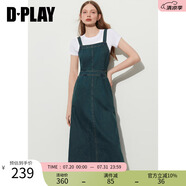 DPLAY清倉秋裝復(fù)古藍(lán)牛仔連衣裙減齡休閑收腰后開衩連衣裙背帶裙 復(fù)古藍(lán)連衣裙 M