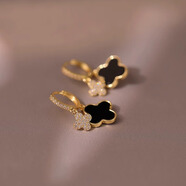 伊燦黑色四葉草耳環(huán)女精致氣質(zhì)耳墜高級感耳釘2025年新款爆款耳環(huán)耳飾 黑色四葉草耳環(huán)