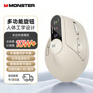 魔聲（Monster）【全網(wǎng)熱賣(mài)】無(wú)線(xiàn)藍牙鼠標人體工學(xué)垂直立式多功能中大手鼠標充電雙模2.4G辦公臺式電腦送男友禮物 M2 MAX 米色【人體工學(xué)垂直握感/雙模切換】 2.4G+藍牙