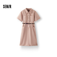 森馬（Semir）森柔牛仔|商場同款牛仔連衣裙女腰帶2025夏季工裝裙103325114001