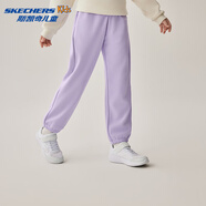 Skechers斯凱奇2025年秋季新款兒童舒適針織長褲男女款休閑褲子L325K061 K042/淺雪青色/00EW 120